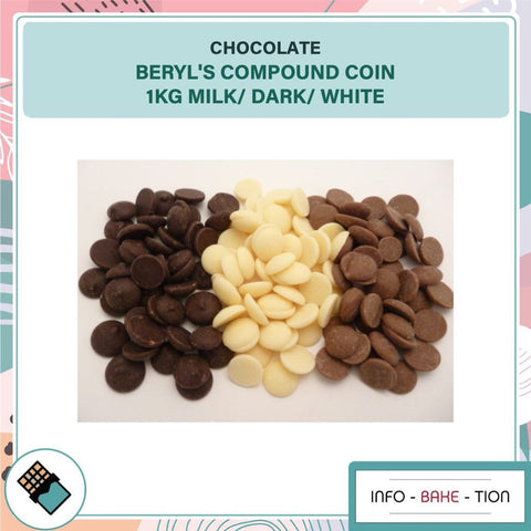 Beryl's Chocolate Compound Coin / Coklat Beryls (1kg) Milk/ Dark/ White