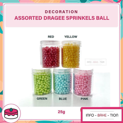 Dragee Sprinkle Pearl Ball 4mm Green/ Blue/ Pink/ Red/ Yellow