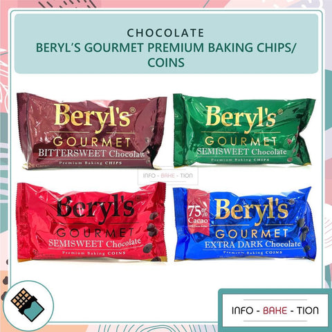 Beryl's Gourmet Semisweet / Bittersweet/ Extra Dark Premium Baking Chocolate Chips Coins  350g