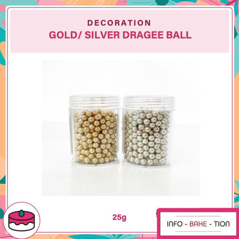 4mm Sprinkle Dragee Gold/ Silver Ball Deco 25g
