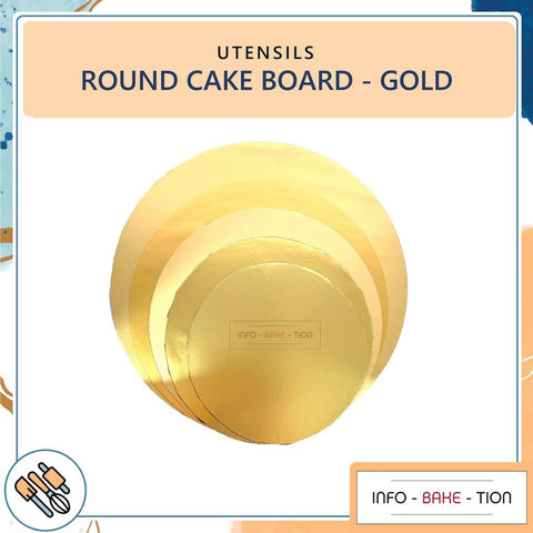 Gold Round Cake Board/ Papan Kek Bulat (Size: 6", 7", 8", 9", 10.5")