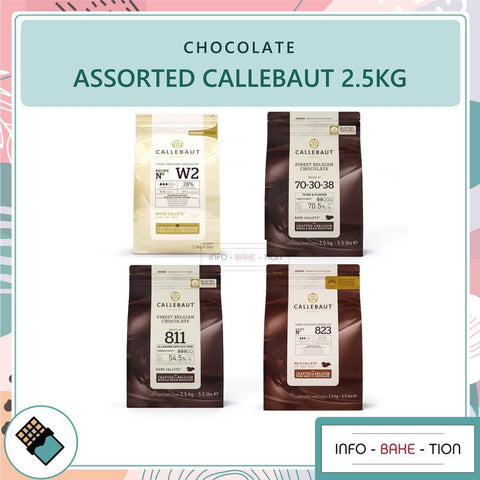 Callebaut 70-30-38  70.5%/ Callebaut W2  28%/ Callebaut 823 33.6%/ Callebaut 811 54.5% (2.5kg)